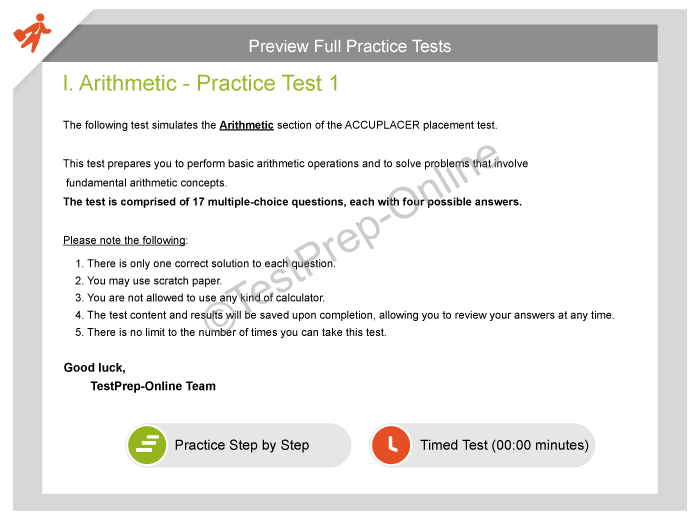 ACCUPLACER Math Placement Practice Tests TestPrep Online
